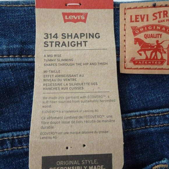 Levi's 314 Shaping Straight Jeans Women's Plus Size 24W Blue Stretch Denim - Picture 8 of 12